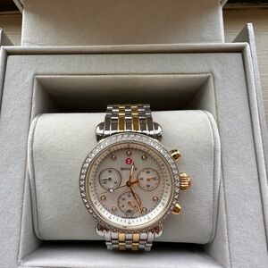 Authentic Michele Sidney Chronograph Diamond Two-Tone Womens Watch MWW30A000005
